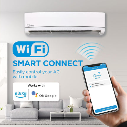 Midea 1.5 Ton 3 Star, AI Smart Wi-Fi Inverter Split AC (100% Copper, Convertible 4-in-1 Cooling at 52℃, HD PM2.5 Filter, SANTIS NEO DLX (Wi-Fi), MAI18SD3R35W0,White) 