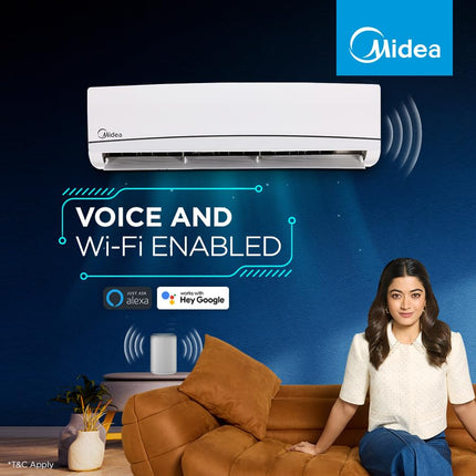 Midea 1.5 Ton 3 Star, AI Smart Wi-Fi Inverter Split AC (100% Copper, Convertible 4-in-1 Cooling at 52℃, HD PM2.5 Filter, SANTIS NEO DLX (Wi-Fi), MAI18SD3R35W0,White) 