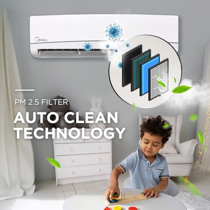 Midea 1 Ton 3 Star Smart Wi-Fi AI Gear Inverter Split AC (Copper, Convertible 4-in-1 Cooling,HD Filter with Auto Cleanser, SANTIS NEO DLX (Wi-Fi),MAI12SD3R35W0,White) 