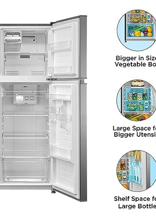 Midea 233 L 2 Star Frost Free Convertible, Real Inverter Double Door Refrigerator (MDRT359FGI50, Crystal Silver) 