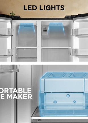 Midea 563 L Side By Side, Frost Free Refrigerator |Digital Display|Stabilizer Free Operation|Inverter compressor (MDRS710FGF46 Bru Steel) 