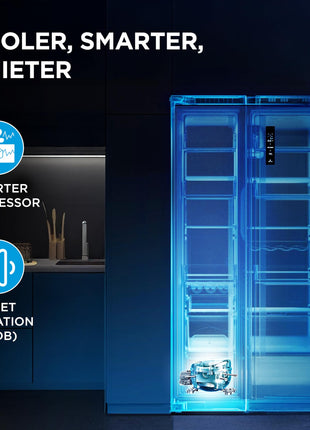 Midea 563 L Side By Side, Frost Free Refrigerator |Digital Display|Stabilizer Free Operation|Inverter compressor (MDRS710FGF46 Bru Steel) 