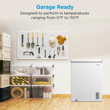 Midea MERC07C4BAWW 7.0 Cubic Feet Chest Freezer Cu.ft-Convertible, White 