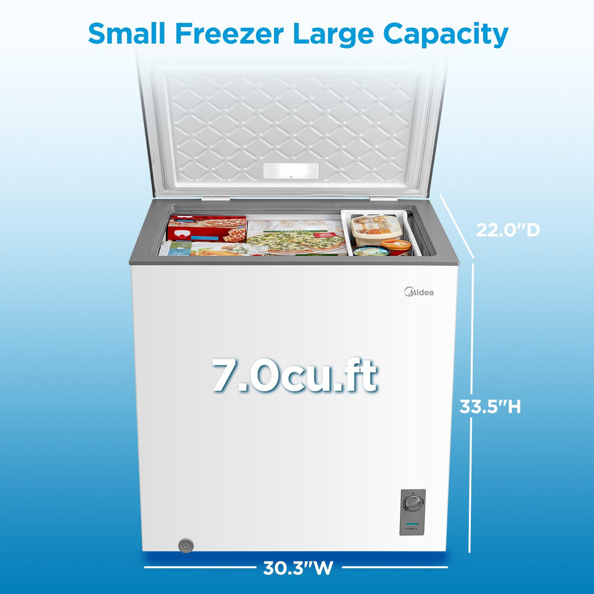 Midea MERC07C4BAWW 7.0 Cubic Feet Chest Freezer Cu.ft-Convertible, White 
