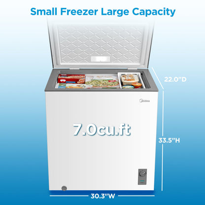 Midea MERC07C4BAWW 7.0 Cubic Feet Chest Freezer Cu.ft-Convertible, White 