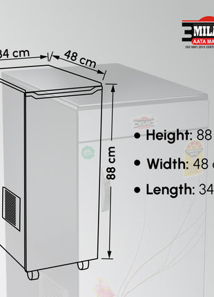 Milan Fully Automatic Domestic Flour Mill Machine - Atta Chakki, Aata Maker, Ghar Ghanti | 8-10 Kg/Hr Grinding Capacity, 4.5 Kg Hopper | 2880 RPM Motor | Low Voltage Operation (175V)(Small Pot) 