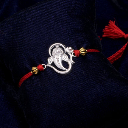 Milan Jewellers 99.5% Fine Silver OM Design rakhi for brother with Kumkum Chawal (Pack of 1) 