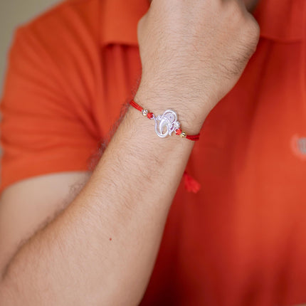 Milan Jewellers 99.5% Fine Silver OM Design rakhi for brother with Kumkum Chawal (Pack of 1) 