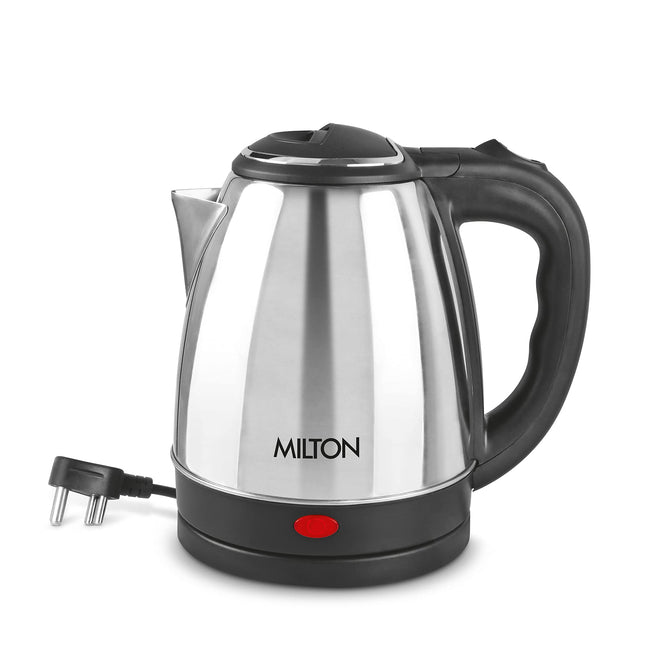 Milton Euroline Go Electro 2.0 Stainless Steel Electric Kettle, 1 Piece, 2 Litre, Silver, Power Indicator, 1350 Watts, Auto Cut-off, Detachable 360 Degree Connector, Boiler for Water, Instant Noodles 