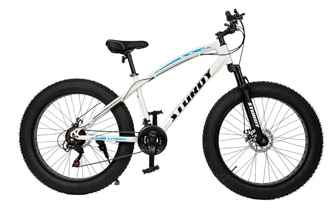 Mioox Fat Tyre Mountain Bike With 21 Speed Gears,26 * 4T Inch Wheels,Disk Brakes Cycle For Adults/Unisex (With Original Shimano Gears), Front, 18 Inches, White 
