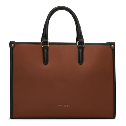 Miraggio Womens Denice Large Sized Tote Bag With Adjustable & Detachable Sling Strap And Top Handles, Brown 