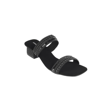 Mochi Women Black Block Heel Sequin Strap Fashion Slip-on Sandal UK/7 EU/40 (41-315) 