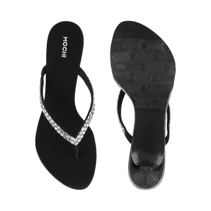 Mochi Women Black Kitten Heel Fashion Sandal UK/7 EU/40 (35-324) 