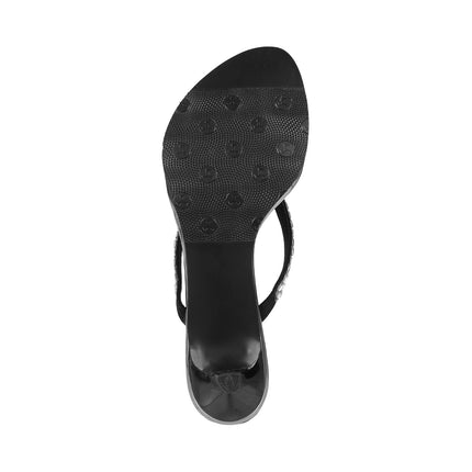 Mochi Women Black Kitten Heel Fashion Sandal UK/7 EU/40 (35-324) 