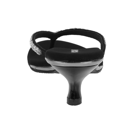 Mochi Women Black Kitten Heel Fashion Sandal UK/7 EU/40 (35-324) 