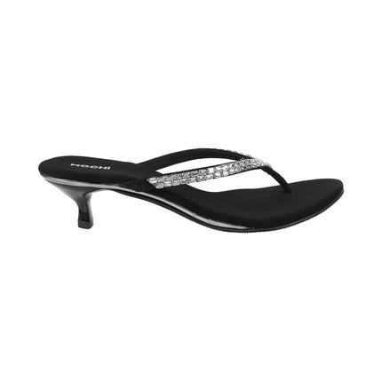 Mochi Women Black Kitten Heel Fashion Sandal UK/7 EU/40 (35-324) 