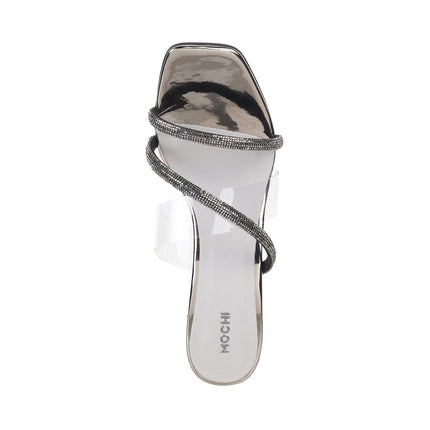 Mochi Women Gun-Metal Glittery Block Heel Party Fashion Sandals UK/5 EU/38 (35-328) 