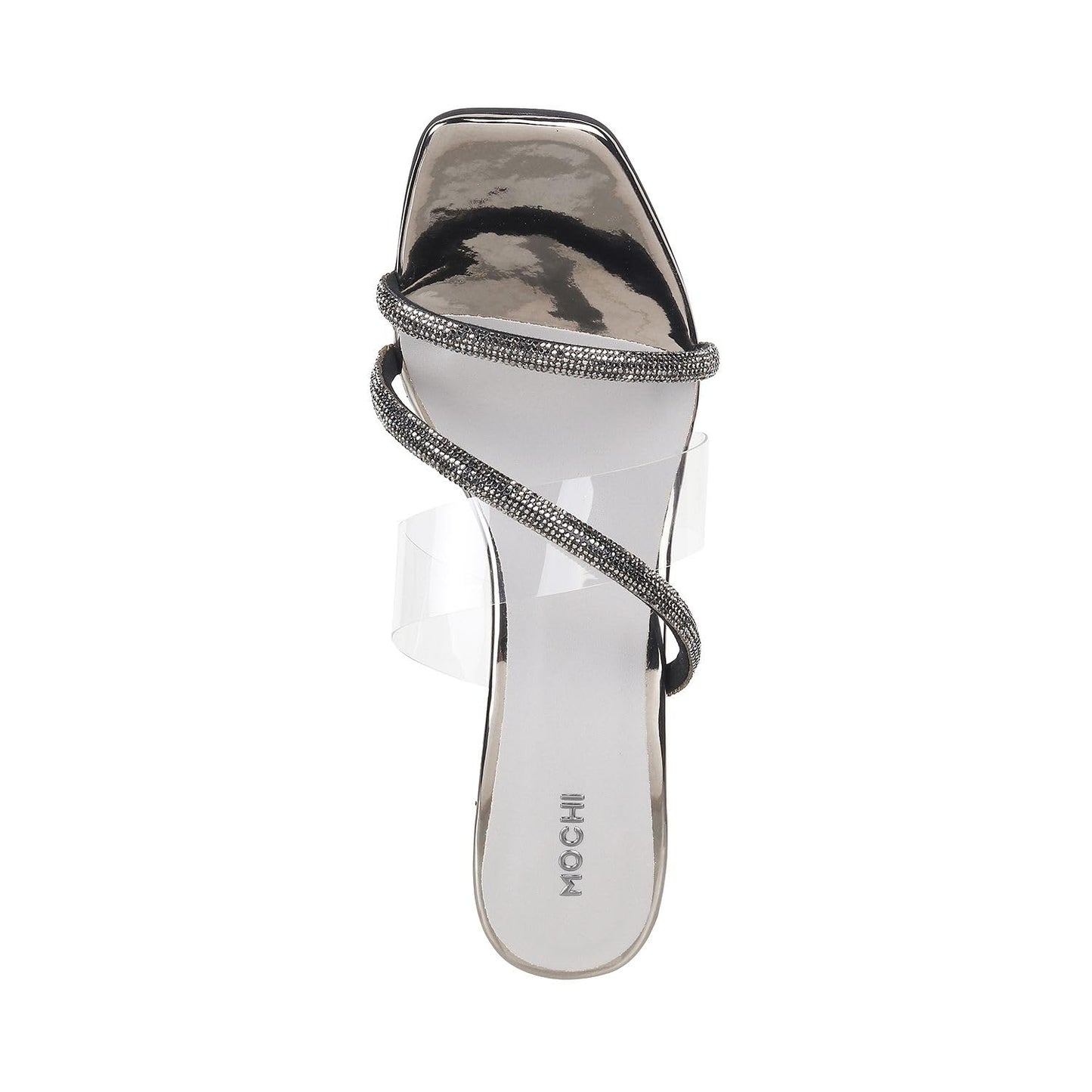 Mochi Women Gun-Metal Glittery Block Heel Party Fashion Sandals UK/5 EU/38 (35-328) 