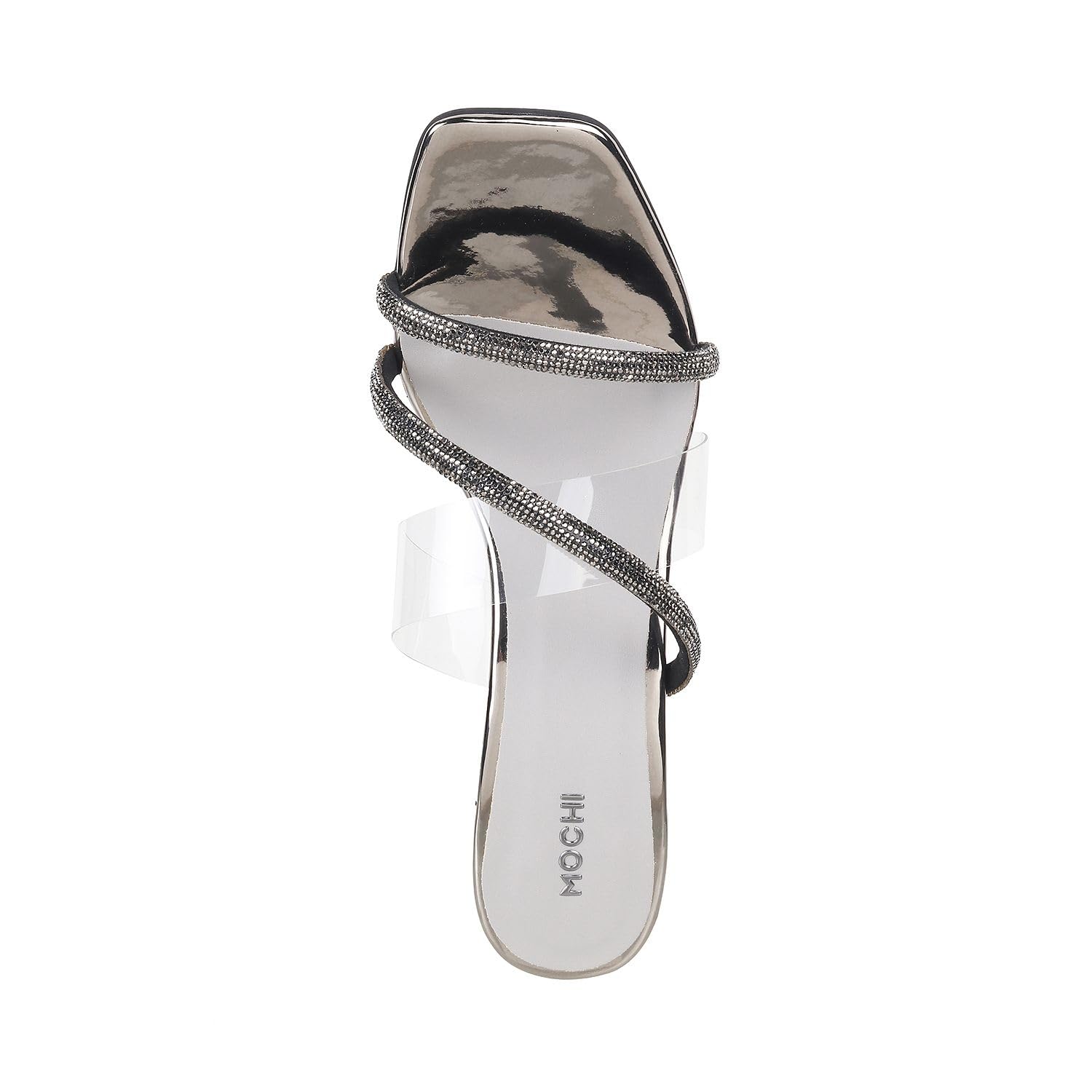 Mochi Women Gun-Metal Glittery Block Heel Party Fashion Sandals UK/5 EU/38 (35-328) 