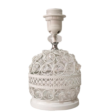 Modern Small Crystal Table Lamp,Contemporary Bedroom Bedside Nightstand Lamp,Morden Minimalist, Desk Globe Lamp for Living Room Girls Kids Room, White Fabric Shade (White) 