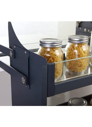 Modular Kitchen Storage Rack Lift Basket Elevator Glass Finished Pull Down Two Shelf Unit for Cabinet (900mm Grey) 