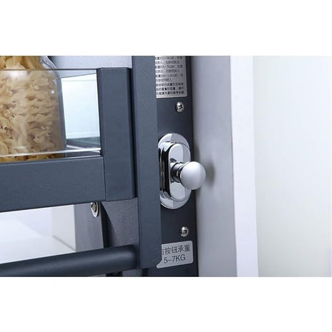 Modular Kitchen Storage Rack Lift Basket Elevator Glass Finished Pull Down Two Shelf Unit for Cabinet (900mm Grey) 