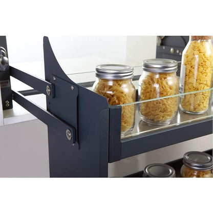 Modular Kitchen Storage Rack Lift Basket Elevator Glass Finished Pull Down Two Shelf Unit for Cabinet (900mm Grey) 
