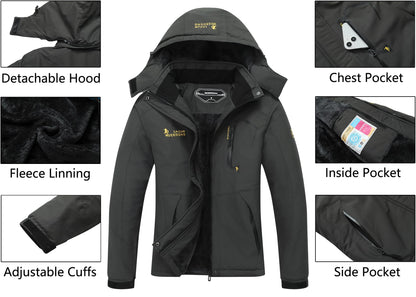 Moerdeng Womens Waterproof Ski Jacket Warm Winter Snow Coat Hooded Raincoat 