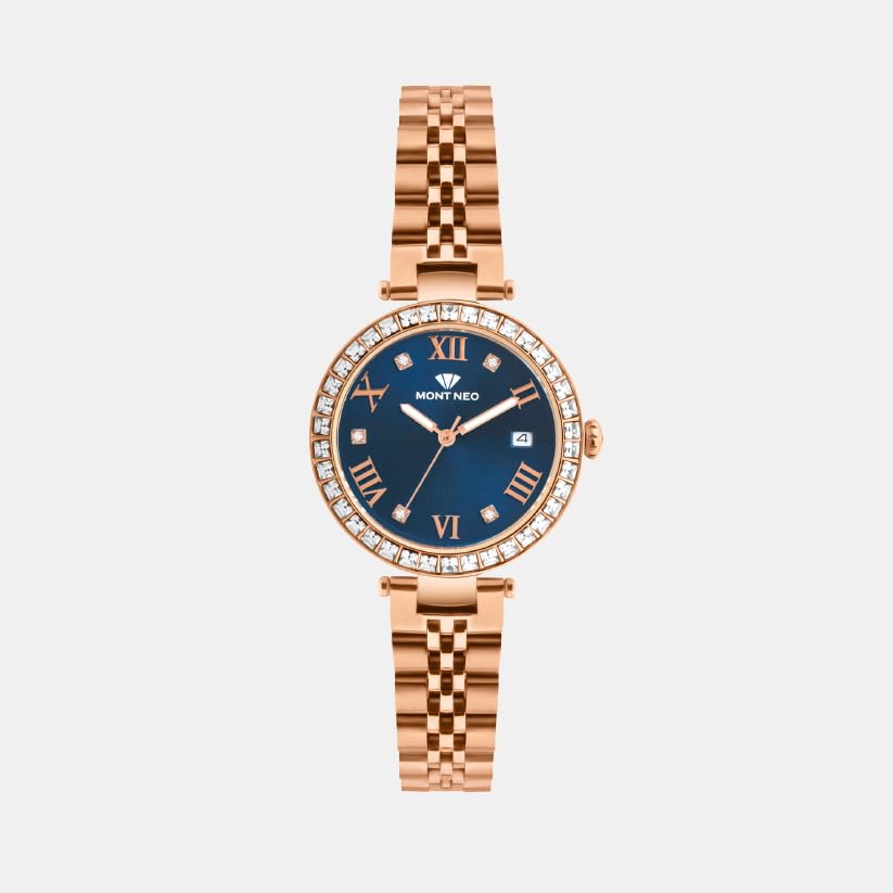 Mont Neo Women Quartz Blue Dial Analog Metal Watch 4505E-M3305 