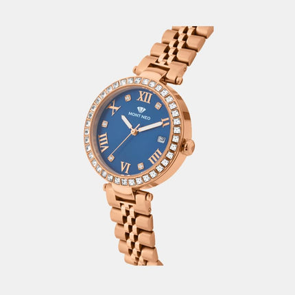 Mont Neo Women Quartz Blue Dial Analog Metal Watch 4505E-M3305 