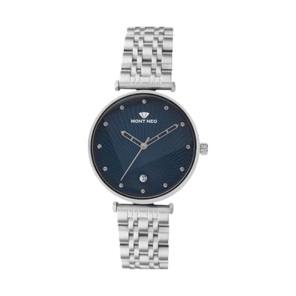 Mont Neo Women Quartz Blue Dial Analog Metal Watch 9010E-M1105 