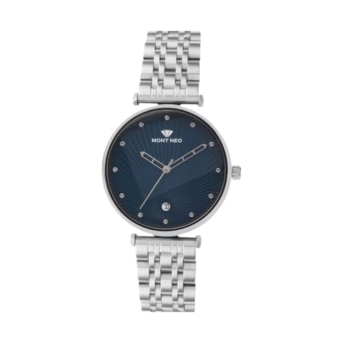 Mont Neo Women Quartz Blue Dial Analog Metal Watch 9010E-M1105 