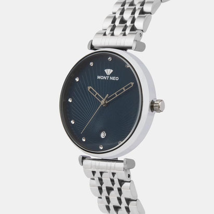 Mont Neo Women Quartz Blue Dial Analog Metal Watch 9010E-M1105 