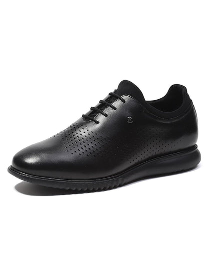 Monte Carlo Mens Black Solid Lace Up Genuine Leather Casual Shoes (201803FW-2-6) 