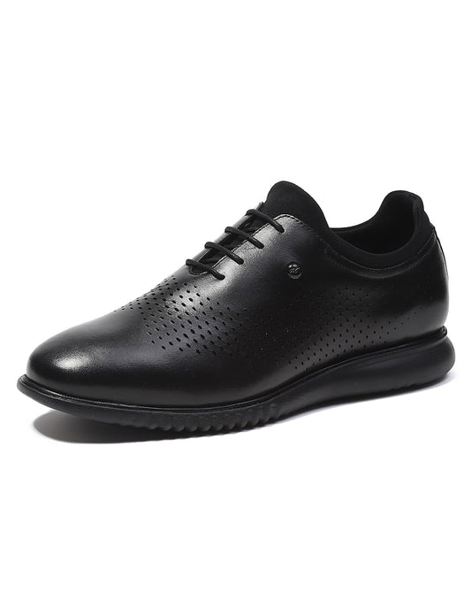 Monte Carlo Mens Black Solid Lace Up Genuine Leather Casual Shoes (201803FW-2-6) 