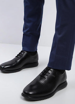 Monte Carlo Mens Black Solid Lace Up Genuine Leather Casual Shoes (201803FW-2-6) 