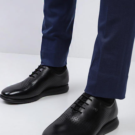 Monte Carlo Mens Black Solid Lace Up Genuine Leather Casual Shoes (201803FW-2-6) 