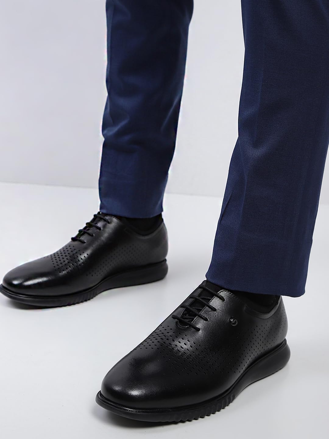 Monte Carlo Mens Black Solid Lace Up Genuine Leather Casual Shoes (201803FW-2-6) 