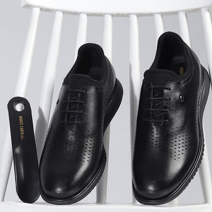 Monte Carlo Mens Black Solid Lace Up Genuine Leather Casual Shoes (201803FW-2-6) 