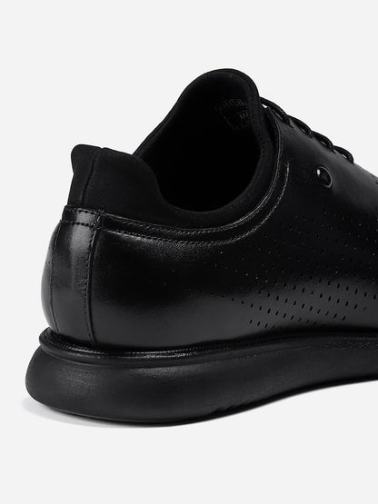 Monte Carlo Mens Black Solid Lace Up Genuine Leather Casual Shoes (201803FW-2-6) 