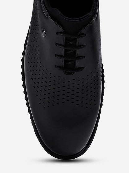Monte Carlo Mens Black Solid Lace Up Genuine Leather Casual Shoes (201803FW-2-6) 