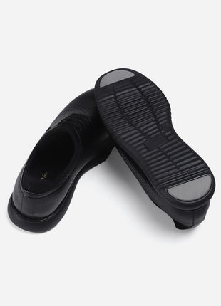 Monte Carlo Mens Black Solid Lace Up Genuine Leather Casual Shoes (201803FW-2-6) 