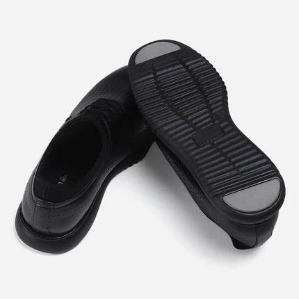 Monte Carlo Mens Black Solid Lace Up Genuine Leather Casual Shoes (201803FW-2-6) 