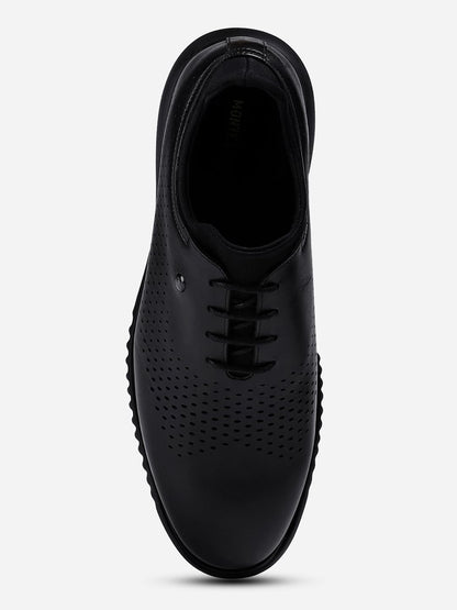 Monte Carlo Mens Black Solid Lace Up Genuine Leather Casual Shoes (201803FW-2-6) 