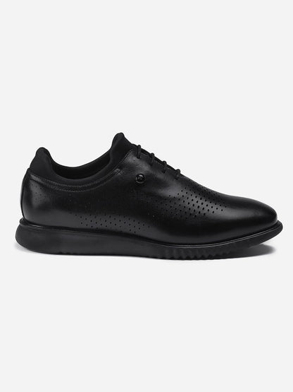 Monte Carlo Mens Black Solid Lace Up Genuine Leather Casual Shoes (201803FW-2-6) 