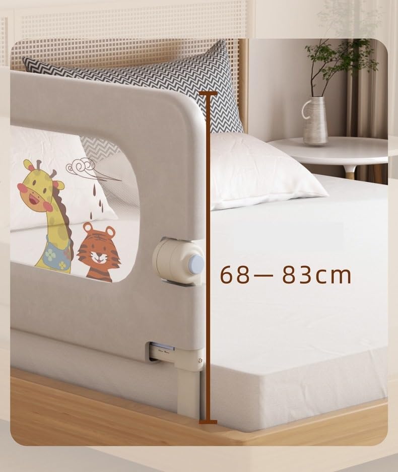 Moppets Bed Rails for Baby Safety/Bed Side Protactor Guard from Falling with Instant Set up, 14 Level Hight Adjustment & Easy to Fold - (1.8 Meter/ 6FT) (1) 