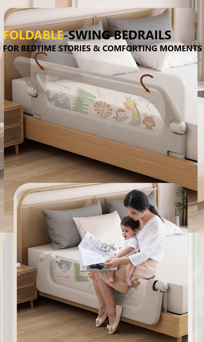 Moppets Bed Rails for Baby Safety/Bed Side Protactor Guard from Falling with Instant Set up, 14 Level Hight Adjustment & Easy to Fold - (1.8 Meter/ 6FT) (1) 