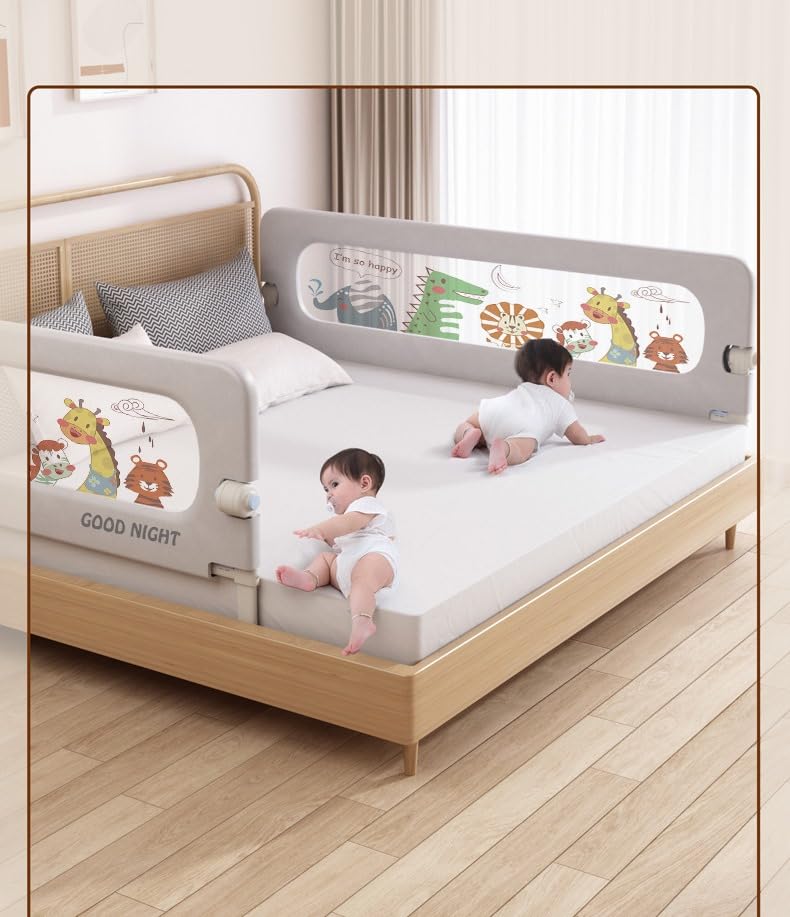 Moppets Bed Rails for Baby Safety/Bed Side Protactor Guard from Falling with Instant Set up, 14 Level Hight Adjustment & Easy to Fold - (1.8 Meter/ 6FT) (1) 