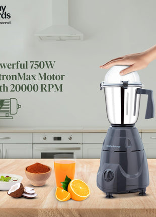 Morphy Richards Icon Superb 750 Watts Mixer Grinder| 4 Stainless Steel Mixer Jars Including Juicer Jar| 3-Speed Control With Pulse Effect Mixie| 1-Yr Warranty By Brand| Dark Grey 