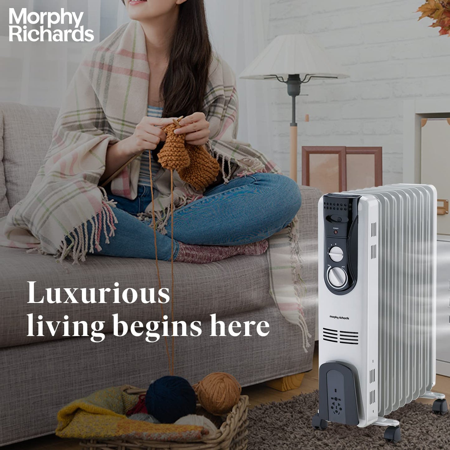 Morphy Richards OFR 09 Fin Oil Filled Room Heater 2000 Watt Grey ISI Approved 